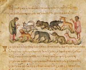 Treatise on the Many Animal Species that Inhabit the Earth, Illustration from the Cynegetica by Oppian