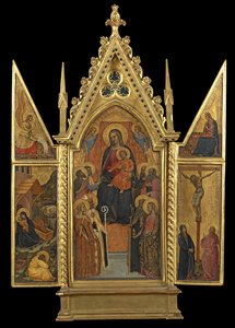 Triptych - The Virgin and Child Enthroned with Eight Saints by Italian School