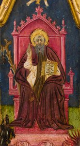 Triptych: St. Anthony Abbot Enthroned, St. Paul the Hermit and St. Onophrius, Detail, Mid-14th Century by Italian School