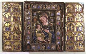 Triptych of the Madonna and Child with Evangelists, Prophets, and scenes from the Life of Christ