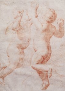 Two dancing putti