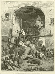 An Episode at the Barricades in the Five Days of Milan (engraving) by Italian School