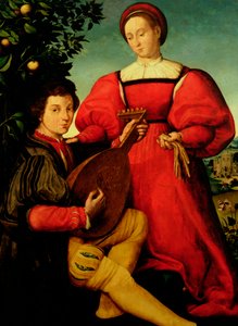 Venetian Lady and Lute Player by Italian School