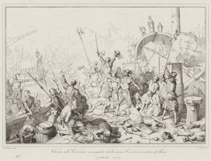 Victory at Curzolari achieved by Christian arms against the Turks by Italian School