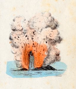 Volcano of the Aeolian Islands erupting