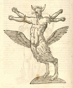Illustration of Monstrum tetrachiron alatum capite humano aurito from Aldrovandi