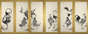 One of a Pair of Folding Screens by Ito Jakuchu