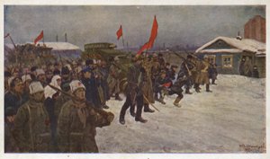 Demonstration of Soldiers and Workers during the 1917 February Revolution in Russia