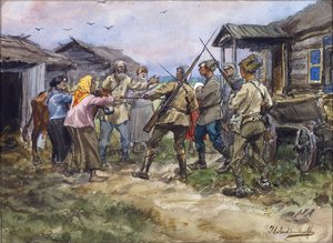 Requisition of cattle for the Red Army in a village near Luga by Ivan Alexeyevich Vladimirov