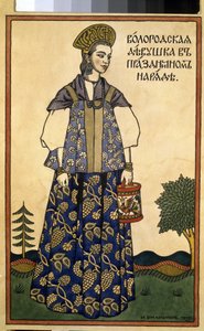A Maiden from Vologda in Festive Dress. by Ivan Yakovlevich Bilibin