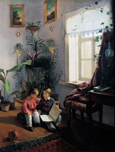 Children browsing picture book