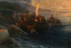 The Disembarkation of Christopher Columbus on San Salvador, 12th October 1492 by Ivan Konstantinovich Aivazovsky