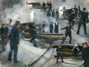 Gun Crew, Dartmouth Point Battery Casemates at Dartmouth Castle in the Late Nineteenth Century