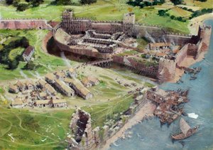 Reconstructed View of the Tower of London from the South West as it Might Have Looked in the 1070s or 1080s While the White Tower was in the Early Stages of Construction