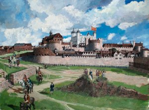 Reconstructed View of the Tower of London from the West in c.1700