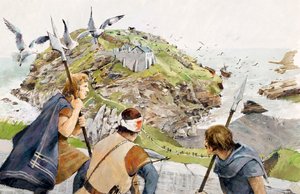 Tintagel Castle in 1230 AD
