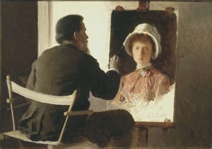 Kramskoy Painting a Portrait of His Daughter