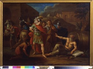 Alexander the Great (Alexander III of Macedon, 356-323 BC) Visits Diogenes (Diogenes of Sinope or the Cynic, c.413-c.327 BC) in Corinth (Greece) by Ivan Philippovich Tupylev