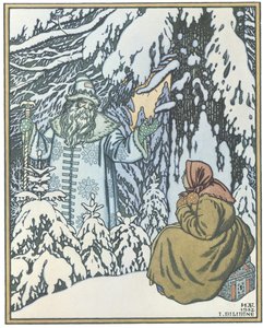 Illustration for the Fairy tale Morozko, 1932 by Ivan Yakovlevich Bilibin