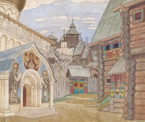 Russian Village. Stage Design for the Opera The Tale of Tsar Saltan by N. Rimsky-Korsakov by Ivan Yakovlevich Bilibin