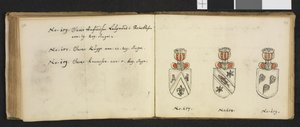 Illustration from a private archive in the National Library titled Insignia Quædam Virorum Illustrium in Norvegia Quodam Habitantium by Iver Nielssøn Hirtzholm by Iver Hirtzholm