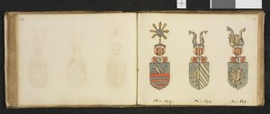 Illustration from a private archive in the National Library titled Insignia Quædam Virorum Illustrium in Norvegia Quodam Habitantium by Iver Nielssøn Hirtzholm by Iver Hirtzholm