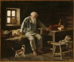 Old Man with His Cat by Iwan Andrejewitsch Pelewin