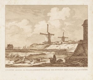 View Outside the Haarlemmerpoort in Amsterdam with a Seated Draughtsman by Izaak Jansz. de Wit