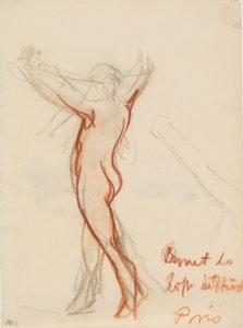 Nude Figure from the Back with Arms Overhead