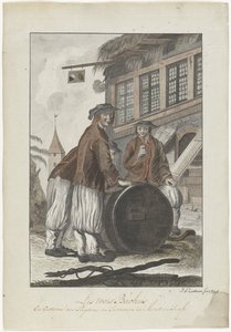 Three Men in Swiss Clothing in Front of a House by J.A. Zoutman