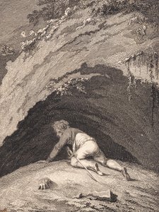 The Defeated Niels Klim Crawling into the Cave by J.F. Clemens