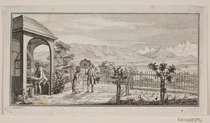 A Garden Terrace in Genthod with a Walking Couple