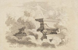 In the Clouds Rests a Sarcophagus on Four Sphinxes by J.F. Clemens