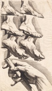 Study Sheet of Feet and a Hand Holding a Staff by J.F. Clemens
