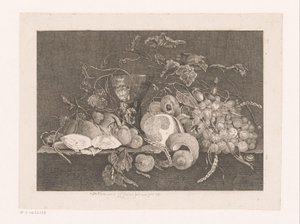 Still Life with Fruits and Oysters by J.L.L.C. Zentner
