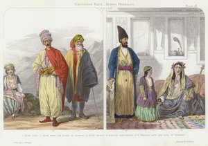 Caucasian Race, Kurds, Persians (coloured engraving)
