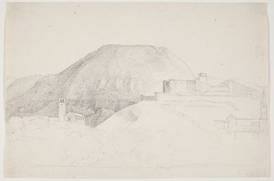 Landscape Study with Mountain and Buildings. Spoleto, Italy by J.L. Lund