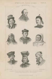 Nine faces of different Mongol races by J.L. Williams