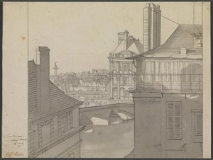 View from J.P. Møller’s Apartment at Hotel d’Irlande, Rue de Beaune No. 3, Across the Seine Towards the Tuileries and Rue de Rivoli, March 6th 1812