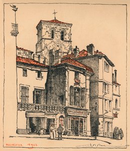 The Place du Murier, with the tower of the Church of St Andre, at Angouleme, France by JR Rowe