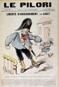 Freedom of teaching by Gibet: The Guard - You may scream Dad! The Mayor has ordered to fill the Laique School and... it will be filled (Caricature on the Laique School), cover of Le Pilori of October 31 by J.  Blass