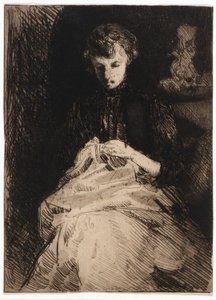 Woman Seated Sewing