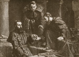 Hiding Treasure at the Suppression of a Monastery, Illustration from The Church of England: A History for the People by H.D.M. Spence-Jones, pub. c.1910 by J. Cooke