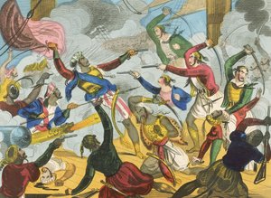 Turks Attacking Greek Corsairs by J. Fairburn