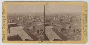 Stereograph of view northwest from Water Tower after the Chicago Fire of 1871