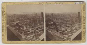 Stereograph of view southwest from Water Tower after the Chicago Fire of 1871