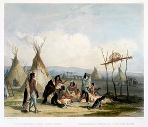 Funeral Scaffold of a Sioux Chief near Fort Pierre by J Hurlimann