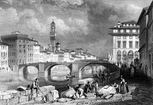 The Ponte Santa Trinita, Florence, Italy, 19th Century by J. Redaway