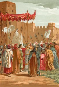 Encounter of Petrarch and Guy de Chauliac outside the castle of the Popes in Avignon by J. Serra