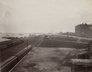 View South of Michigan Avenue from the West Side of the Illinois Central Railroad Tracks, Chicago, c.1890